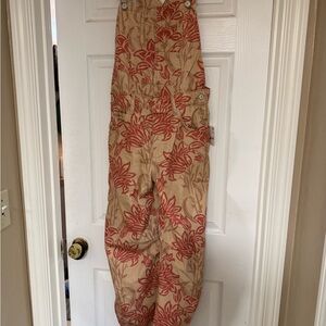 Free People Tan Jumpsuit with Rust Floral Print